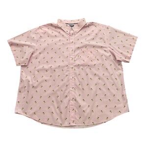 New IZOD Mens Size 4XB Classic Breeze Short Sleeve Button Down Pink Shirt